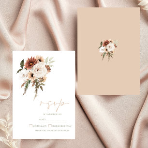 Rustikales Peach Terracotta Grüne Blumenzwiese RSVP Karte