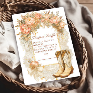 Rustikales Peony Boots Diapper Raffle Begleitkarte