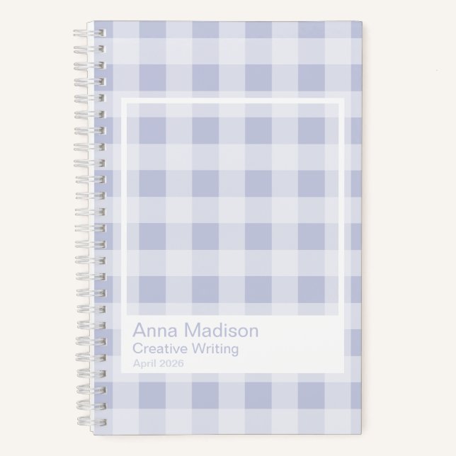 Rustikales Periwinkle-Grau Transparenter Rahmen Notizbuch (Vorderseite)