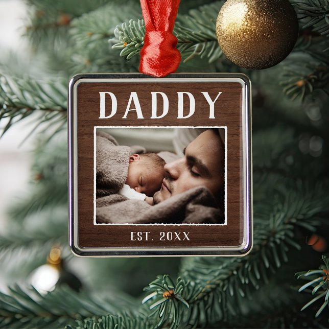 Rustikales Personalisiert Daddy Foto Ornament Aus Metall (Von Creator hochgeladen)