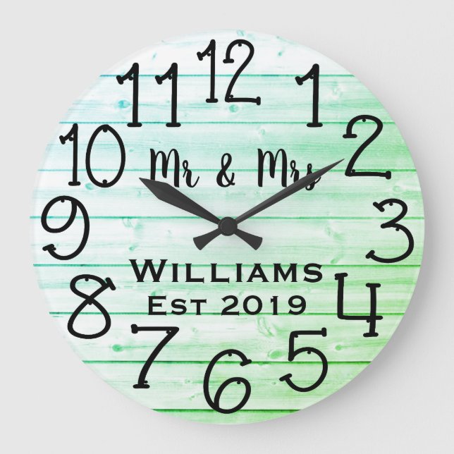 Rustikales, Personalisiert-graues, gestörtes Holz Große Wanduhr (Vorderseite)