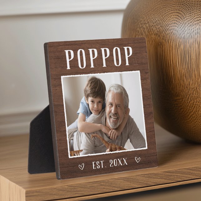 Rustikales Personalisiert Poppop Opa Foto Fotoplatte (Von Creator hochgeladen)