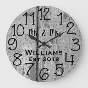 Rustikales, Personalisiertes, Aquamarin geschwächt Große Wanduhr