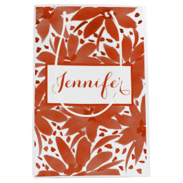 Rustikales Personalisiertes Blumendesign in Rostbe Mittlere Geschenktüte
