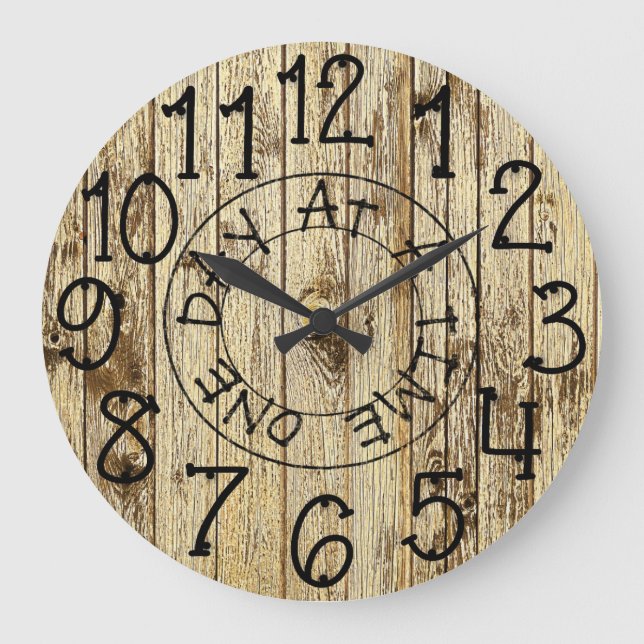 Rustikales Personalisiertes Holz Große Wanduhr (Vorderseite)