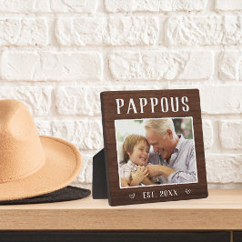 Rustikales Personalisiertes Pappel Opa Foto Fotoplatte