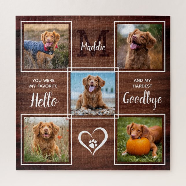 Rustikales Personalisiertes Pet Memorial Foto Coll Puzzle (Vertikal)