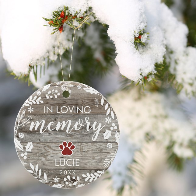 Rustikales PET-Gedächtnisgedächtnis-Foto Keramik Ornament (Rustic In Loving Memory PET Memorial Photo Ceramic Ornament)