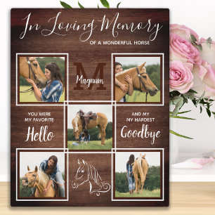 Rustikales Pet Horse Personalisiertes Memorial Fot Fotoplatte