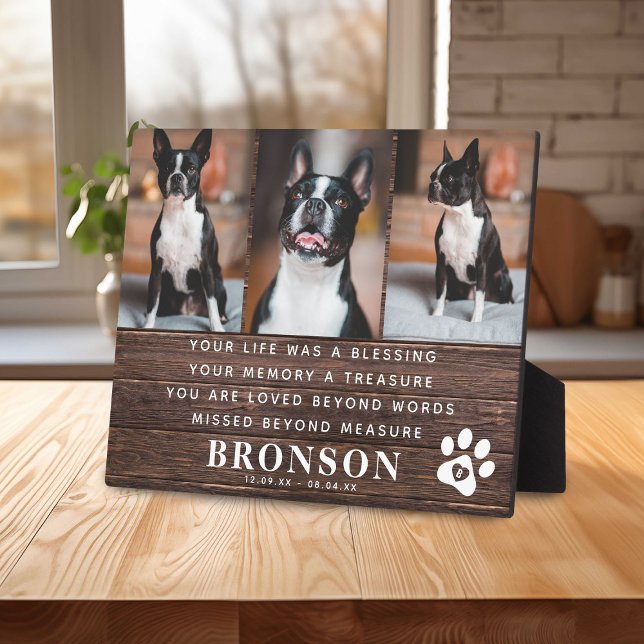 Rustikales Pet Loss Memorial Quote & Foto Collage Fotoplatte (Von Creator hochgeladen)