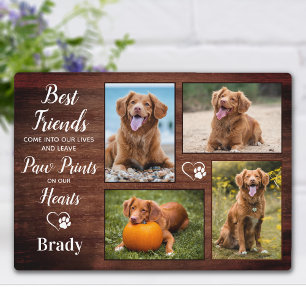 Rustikales Pet Memorial Personalisiert Paw Prints Fotoplatte