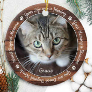 Rustikales Pet-Memorial Pet Loss Keepake Cat Foto Keramik Ornament