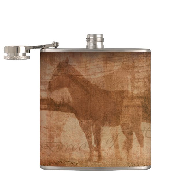 Rustikales Pferdegemälde, Pferdekunst für Pferdefr Flachmann (Geöffnet)