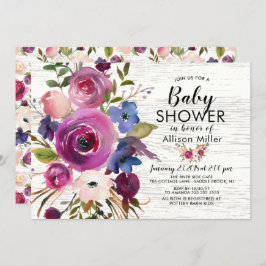 Rustikales Pflaumenblumen BABY Einladungen
