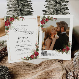 Rustikales Pine Poinsettia Foto Hochzeitseinladung Save The Date