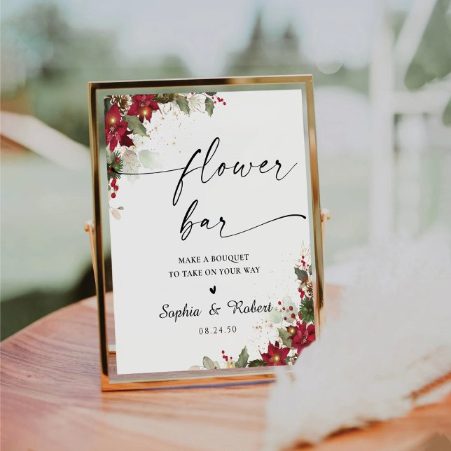 Rustikales Pine Poinsettia Hochzeit Blume Bar Sign Sockelschild (Von Creator hochgeladen)