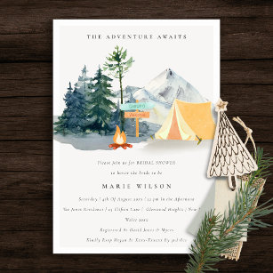 Rustikales Pine Woods Camping Mountain Brautparty Einladung