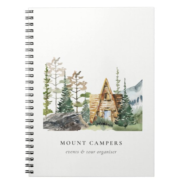 Rustikales Pine Woods Watercolor Camping Mountain  Notizblock (Vorderseite)