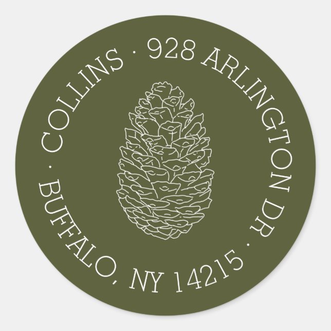 Rustikales Pinecone-Rundrücksendetikett Runder Aufkleber (Vorderseite)