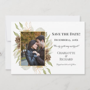 Rustikales Pinecones Foto Horizontal Save The Date