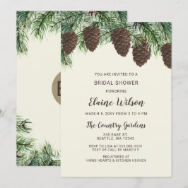 Rustikales Pinienkegel Winter Wedding Brautparty Einladung