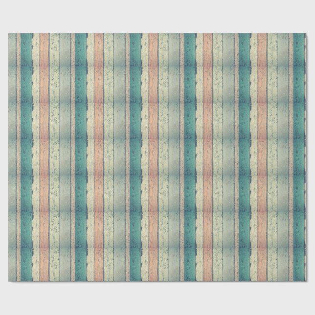 Rustikales Pink & Blue Holz Grain Wrapping Paper Geschenkpapier (Flach)
