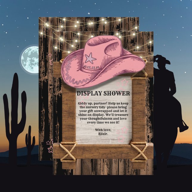 Rustikales Pink Cowgirl Hutelhut Baby Dusche Begleitkarte (Von Creator hochgeladen)