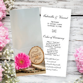Rustikales Pink Daisy Woodland Hochzeitsprogramm Programm