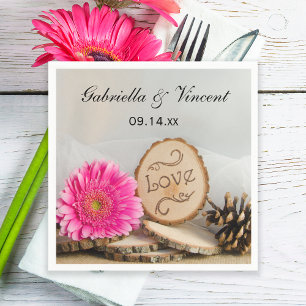 Rustikales Pink Daisy Woods Wedding Serviette