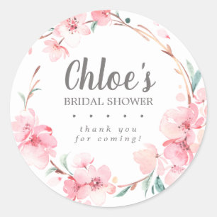 Rustikales Pink Floral Brautparty Vielen Dank Runder Aufkleber