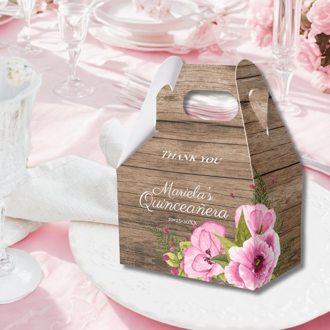 Rustikales Pink Poppies Quinceañera Geschenkschachtel (Von Creator hochgeladen)