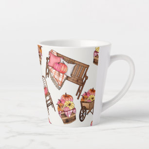 Rustikales Pink Pumpkin Pattern Milchtasse