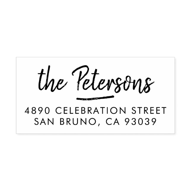 Rustikales Pinselskriptfamilie Name & Rücksendeadr Gummistempel (Prägung)