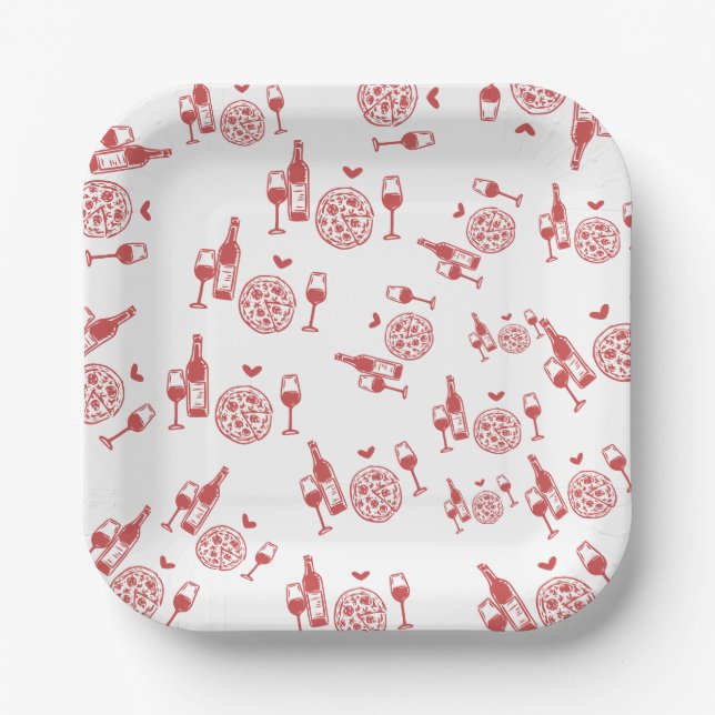 Rustikales Pizza & Brautparty Pappteller (Vorderseite)