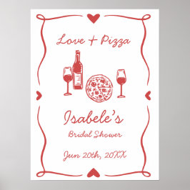 Rustikales Pizza & Brautparty Poster