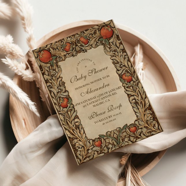 Rustikales Pomegranat Vintage Babydusche Einladung (Von Creator hochgeladen)