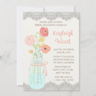 Rustikales Posh in Korallen Einladung