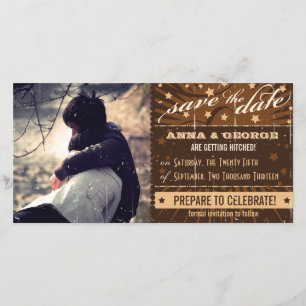 Rustikales Poster: Cream & Brown Benutzerdefiniert Save The Date