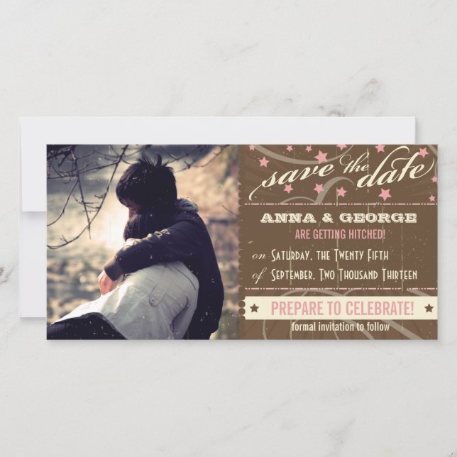 Rustikales Poster: Erdbeermousse Save the Date (Vorderseite)