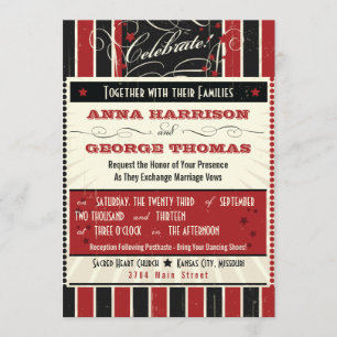 Rustikales Poster: Red & Black Custom Wedding Einladung