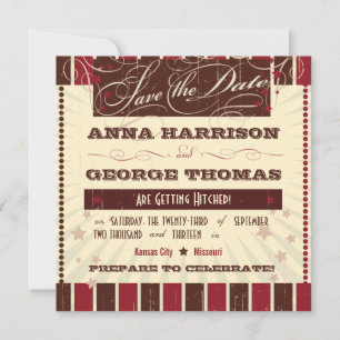Rustikales Poster: Schokolade Burgund Save the Dat Einladung