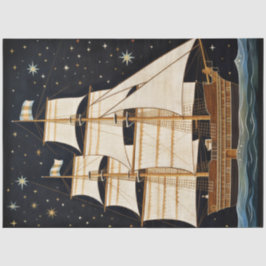 Rustikales, primitives Tallschiff bei nächtlicher  Seidenpapier