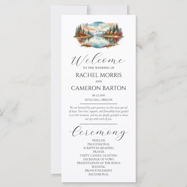 Rustikales Programm für Herbsthochzeiten am See (Vorderseite)