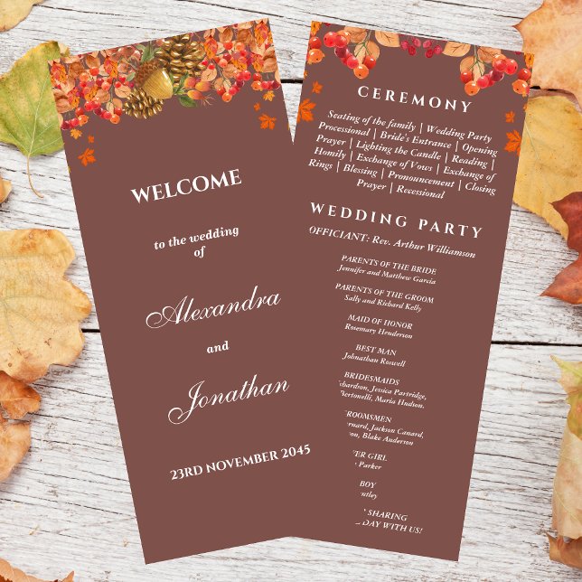 Rustikales Programm zur Hochzeit im Herbst im Herb (Von Creator hochgeladen)