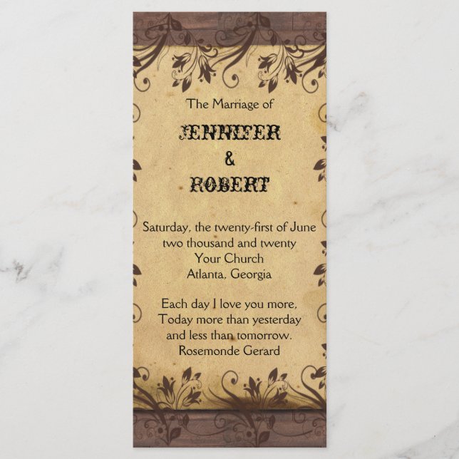 Rustikales Programm zur Hochzeit von Stallholz (Vorderseite)