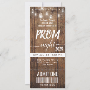 Rustikales Prom Night Party Ticket Einladung