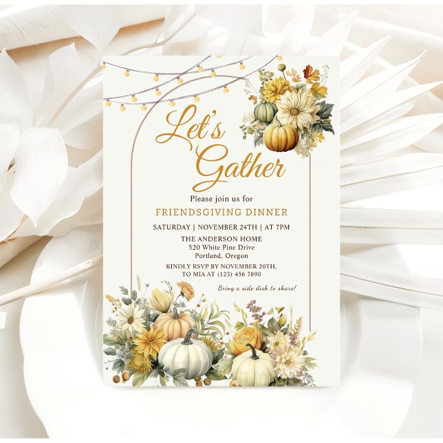 Rustikales Pumpkin Fall Floral Erntedank Dinner Einladung (Von Creator hochgeladen)