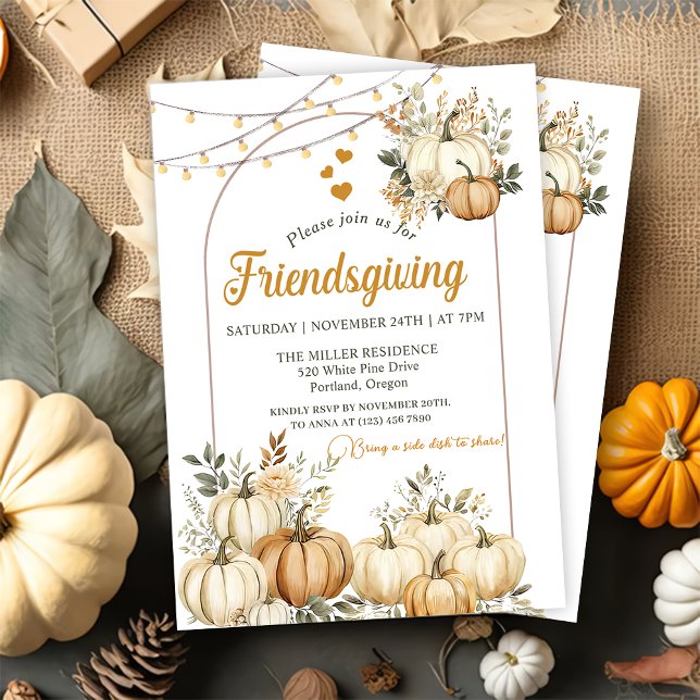 Rustikales Pumpkin Fall Floral Friendsgiving Einladung (Von Creator hochgeladen)