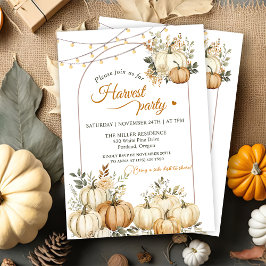 Rustikales Pumpkin Fall Floral Harvest Party Einladung