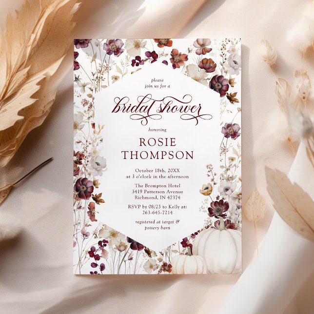 Rustikales Pumpkin Fall Wildblume Brautparty Einladung (Von Creator hochgeladen)